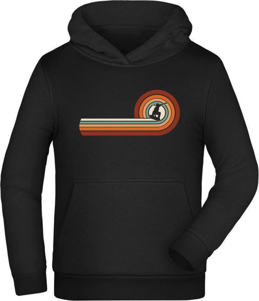 Skater Hoodie Kids Hooded Sweater - Retro Skateboarder i525